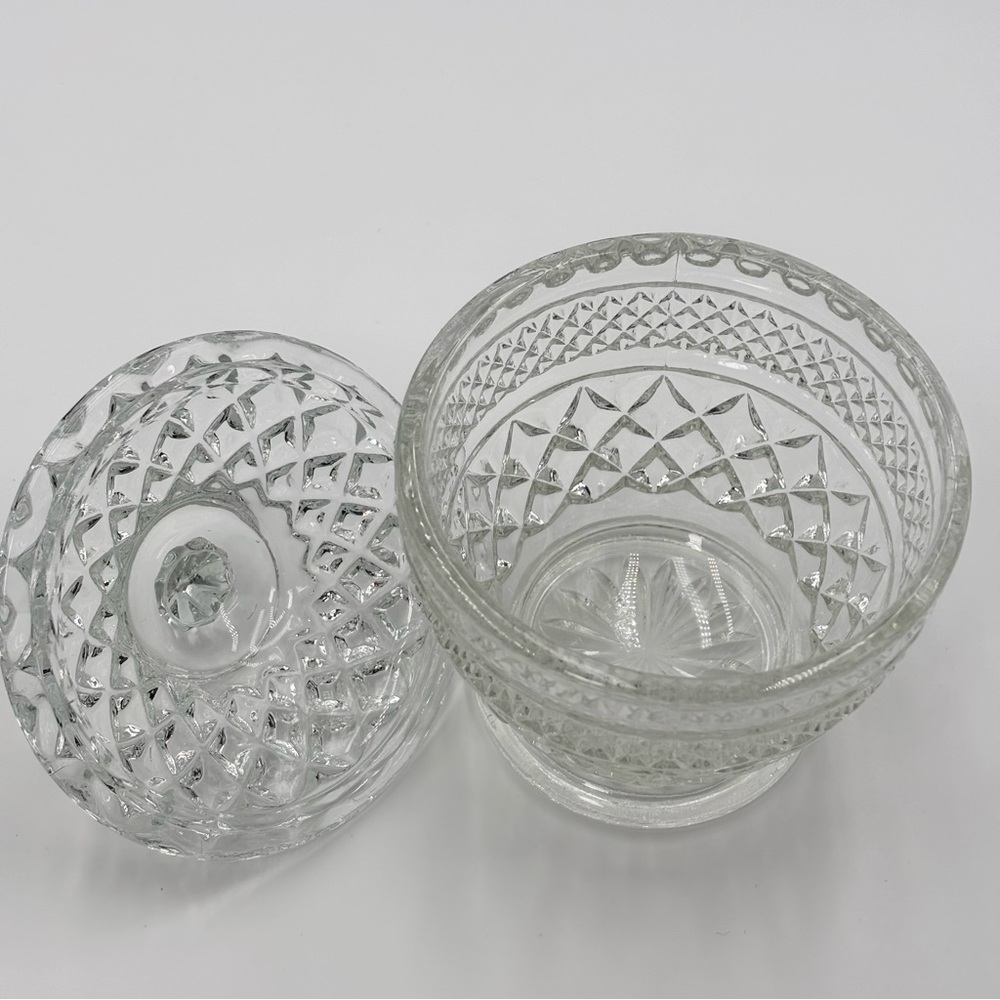 Vintage Anchor Hocking Wexford‎ Sugar Bowl and Lid Cut Glass Apothecary Jar - Picture 5 of 10